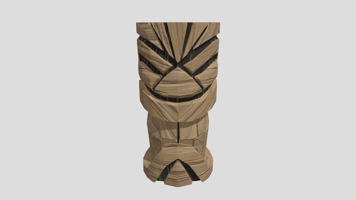 Low Poly Tiki Head 3D Model