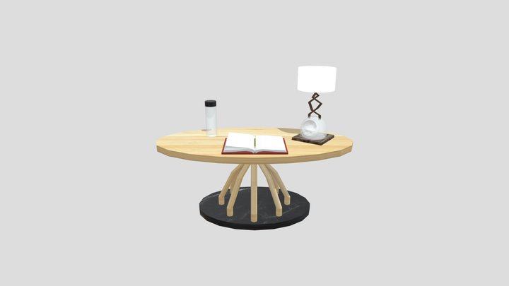 Table, Lamp, Book, Bottle 3D Model
