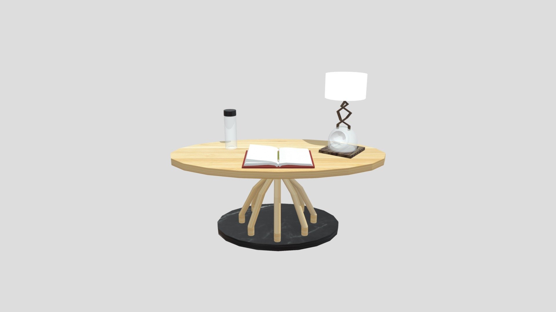Table, Lamp, Book, Bottle