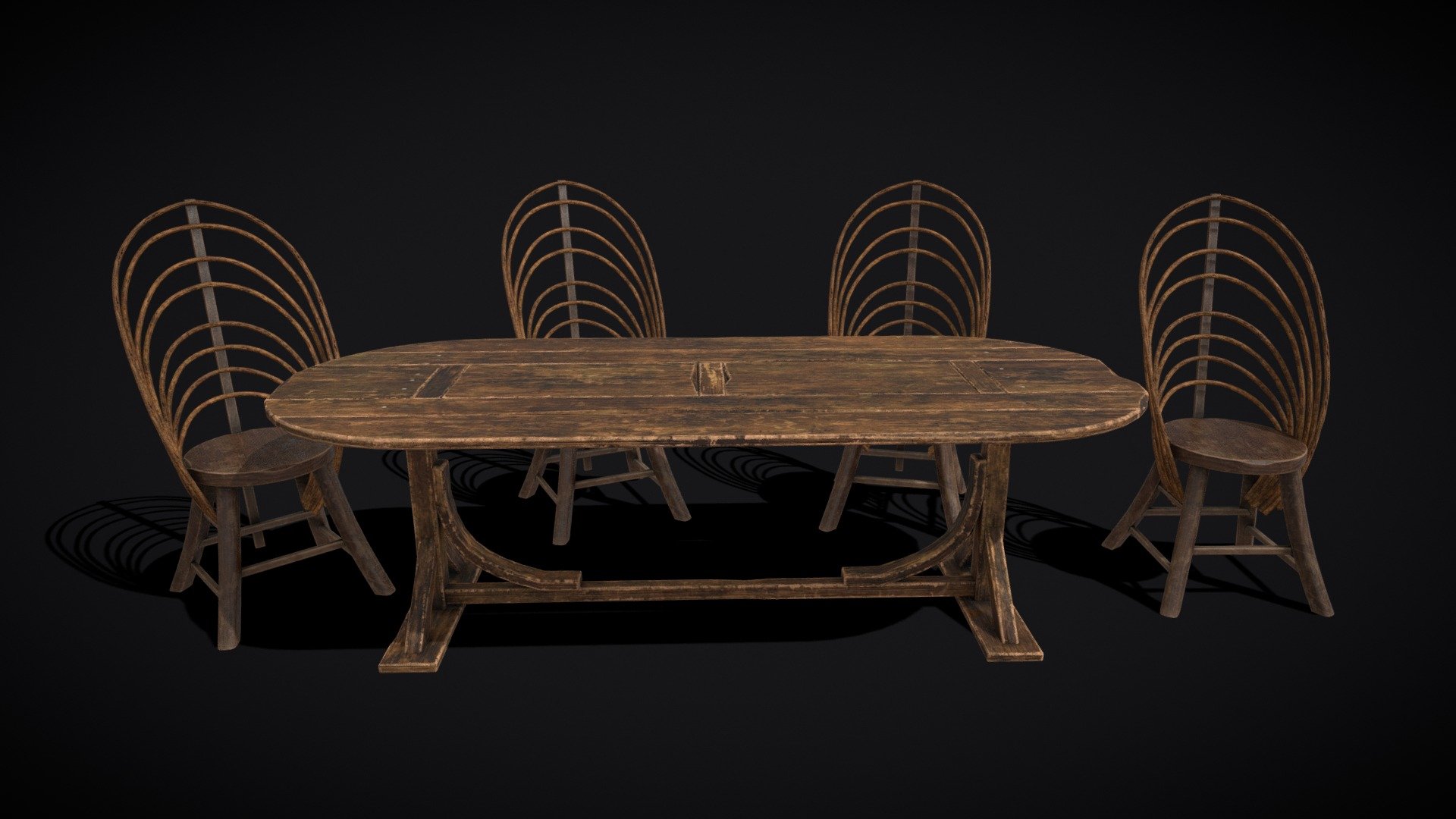 Rustic Table and Bent Stick Chairs - Buy Royalty Free 3D model by ...