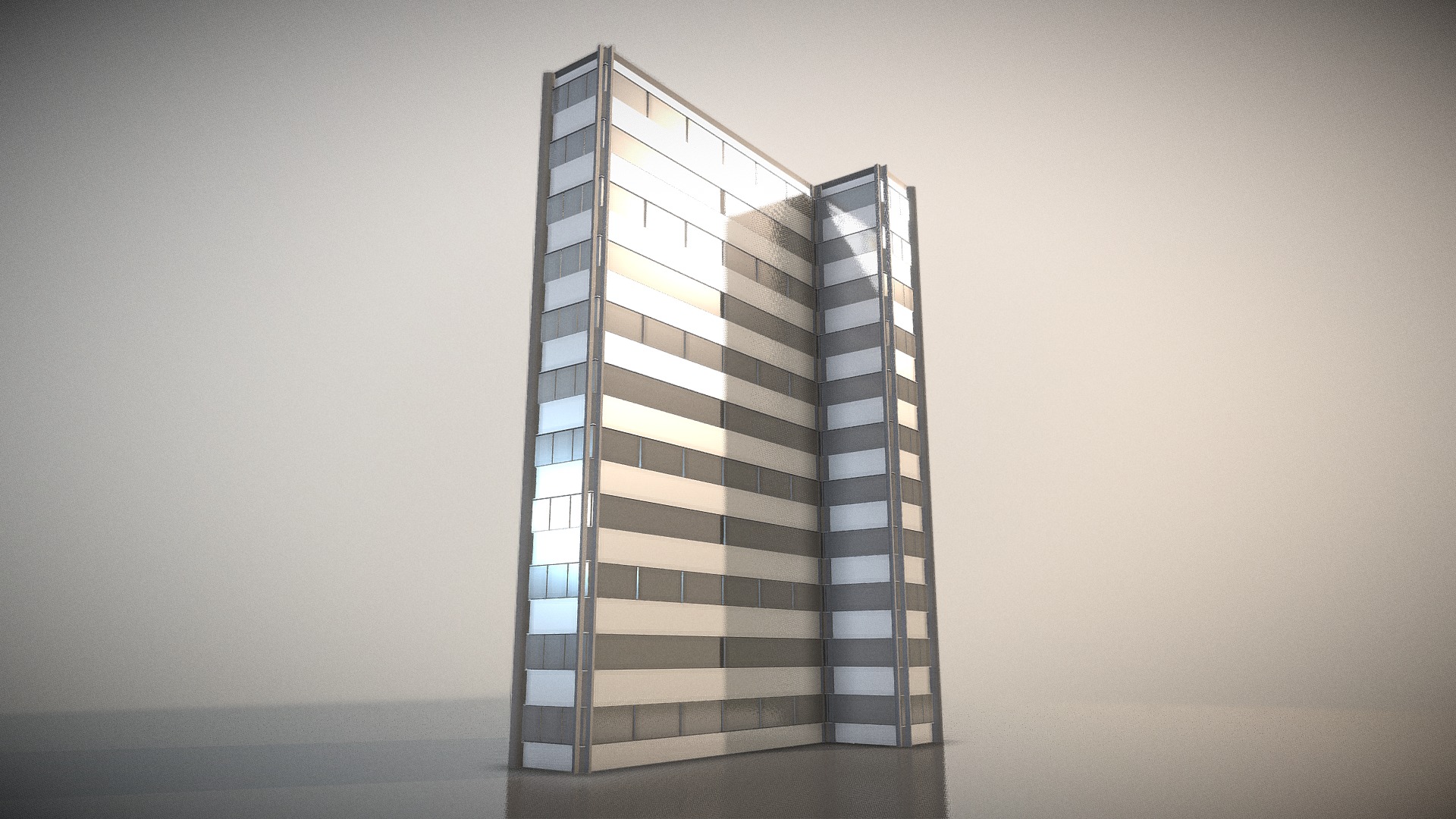3D model City Building Design T-1 - This is a 3D model of the City Building Design T-1. The 3D model is about a tall building with windows.