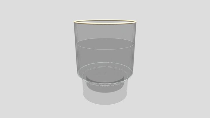 Handmade water glass with golden rim 3D Model