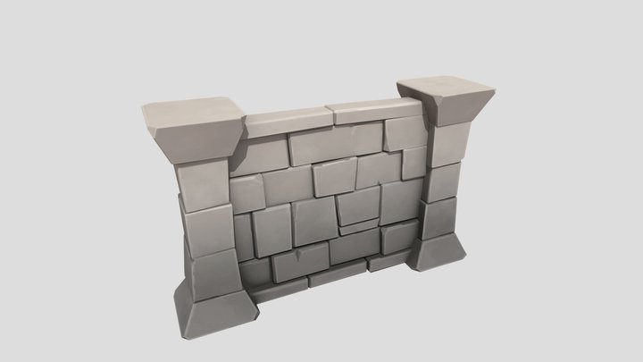 Stylized Stone Wall 3D Model