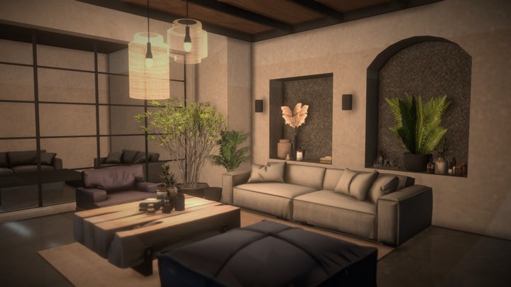 loft (13) living room interior – Gratis 3D-model STL
