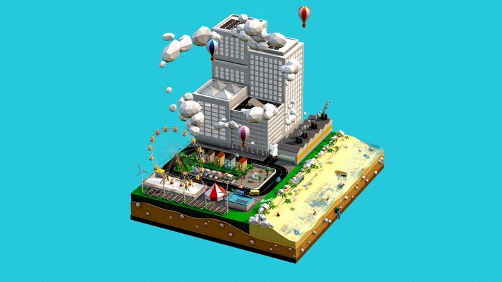 Lowpoly city 3D Model