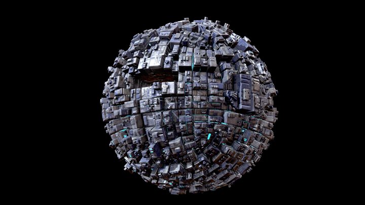 Sphere Space Mother Ship Planet Station 3D Model