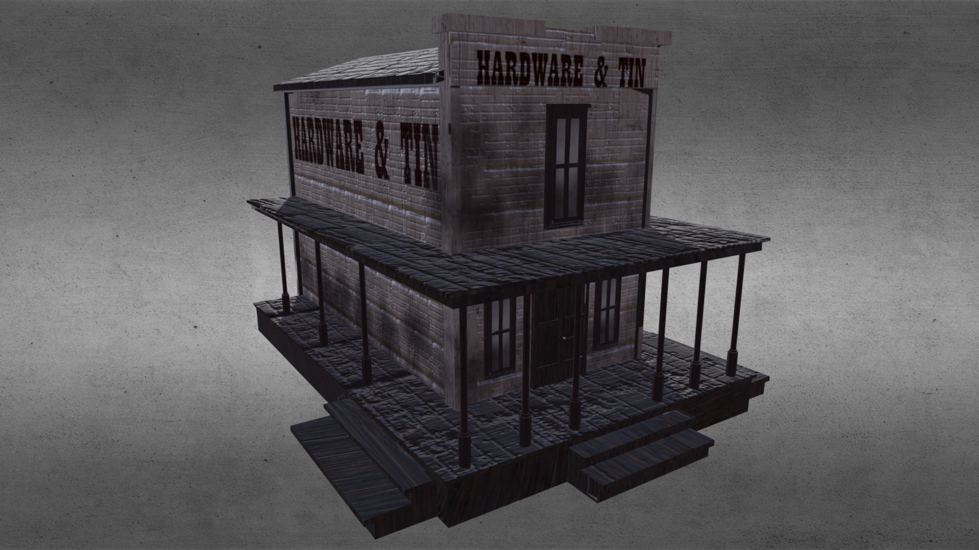 3D model Hardware and Tin Store Wild West - This is a 3D model of the Hardware and Tin Store Wild West. The 3D model is about a wooden model of a house.