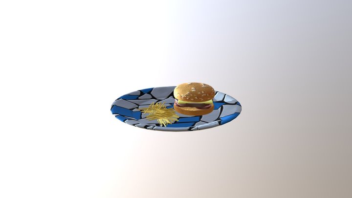 Hamburgesa amb Patates (Modernista) 3D Model