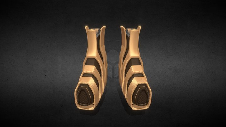 Girl Gold Shoes 3D 3D Model