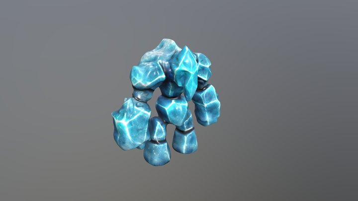 Low Poly Ice Golem 3D Model