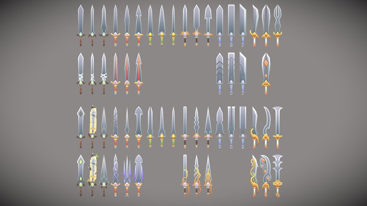 58 Toon Swords 3D Model