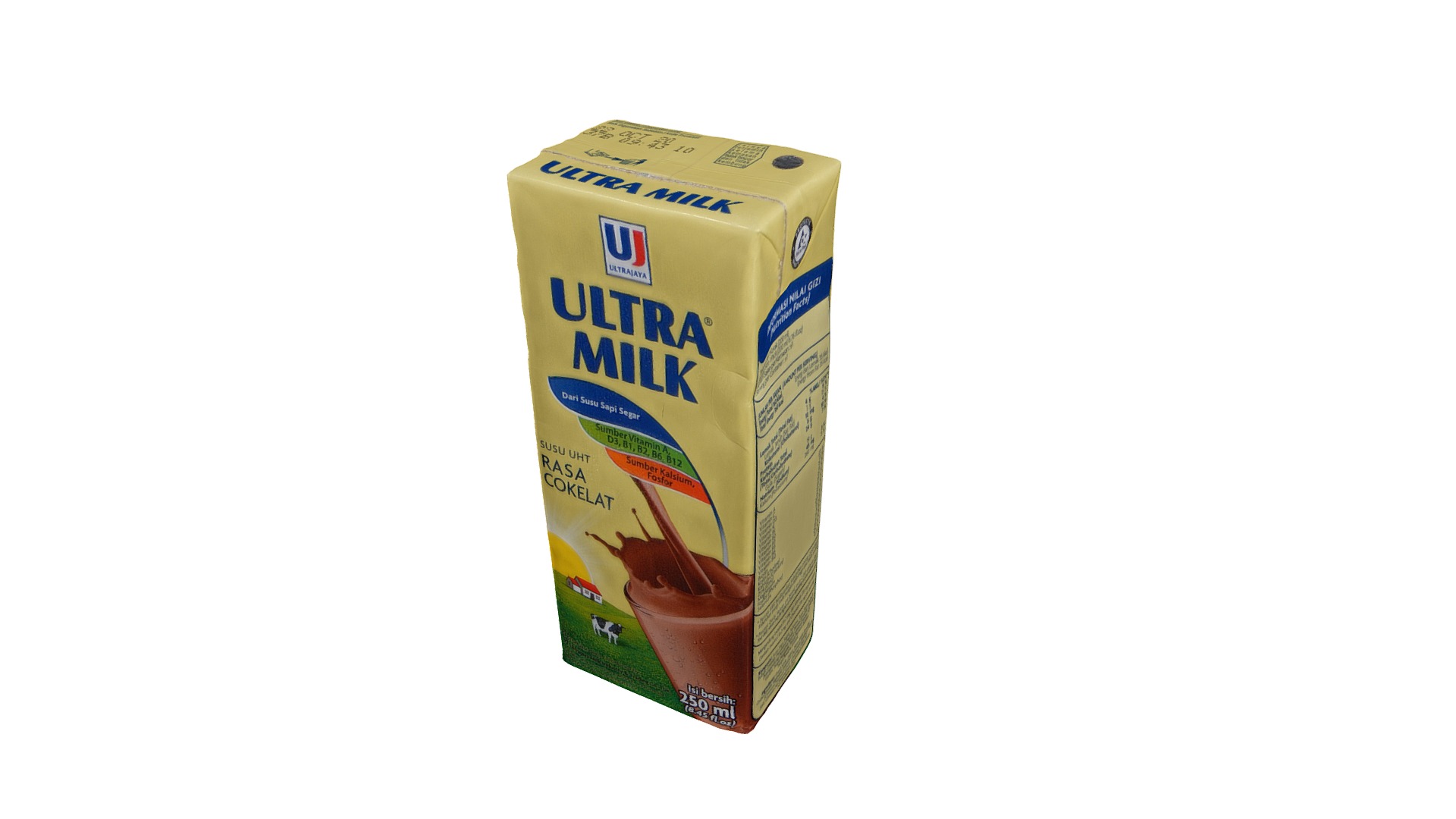 3D model Ultra Milk Chocolate 250 ml - This is a 3D model of the Ultra Milk Chocolate 250 ml. The 3D model is about text, calendar.