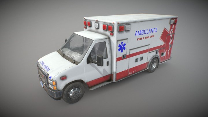 Ambulance Type 3 - Low Poly 3D Model