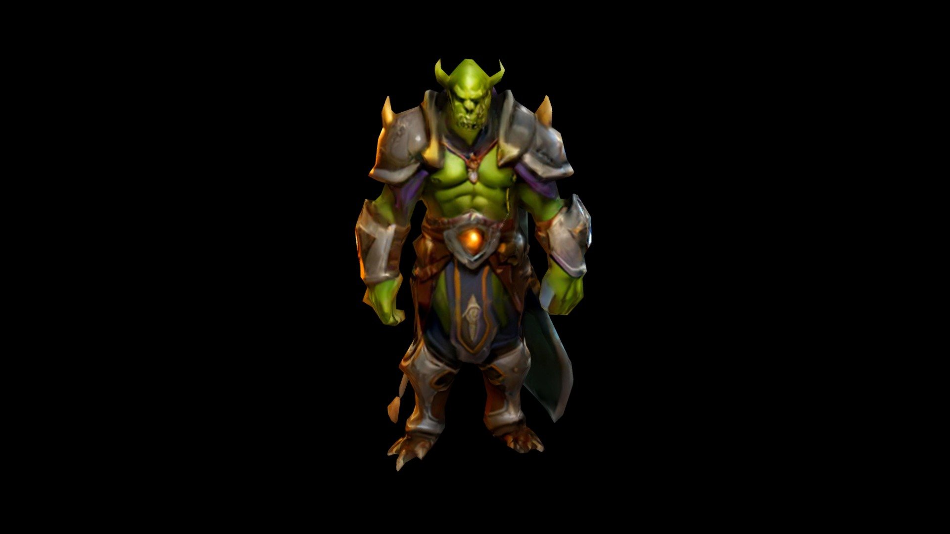 A fierce, green, battle-ready troll in armor sta - Download Free 3D ...