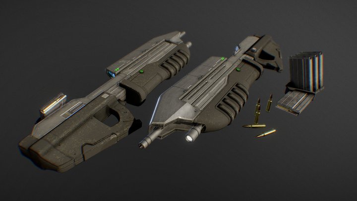 Halo Assault Rifle MA5C 3D Model
