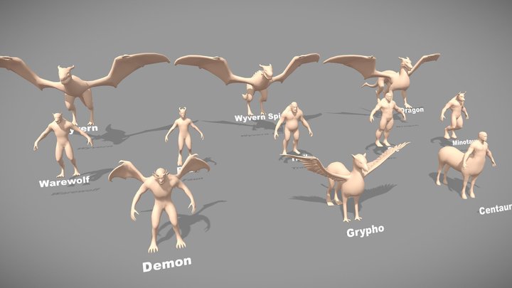 Base Meshes Monster - Pack Lowpoly 3D Model
