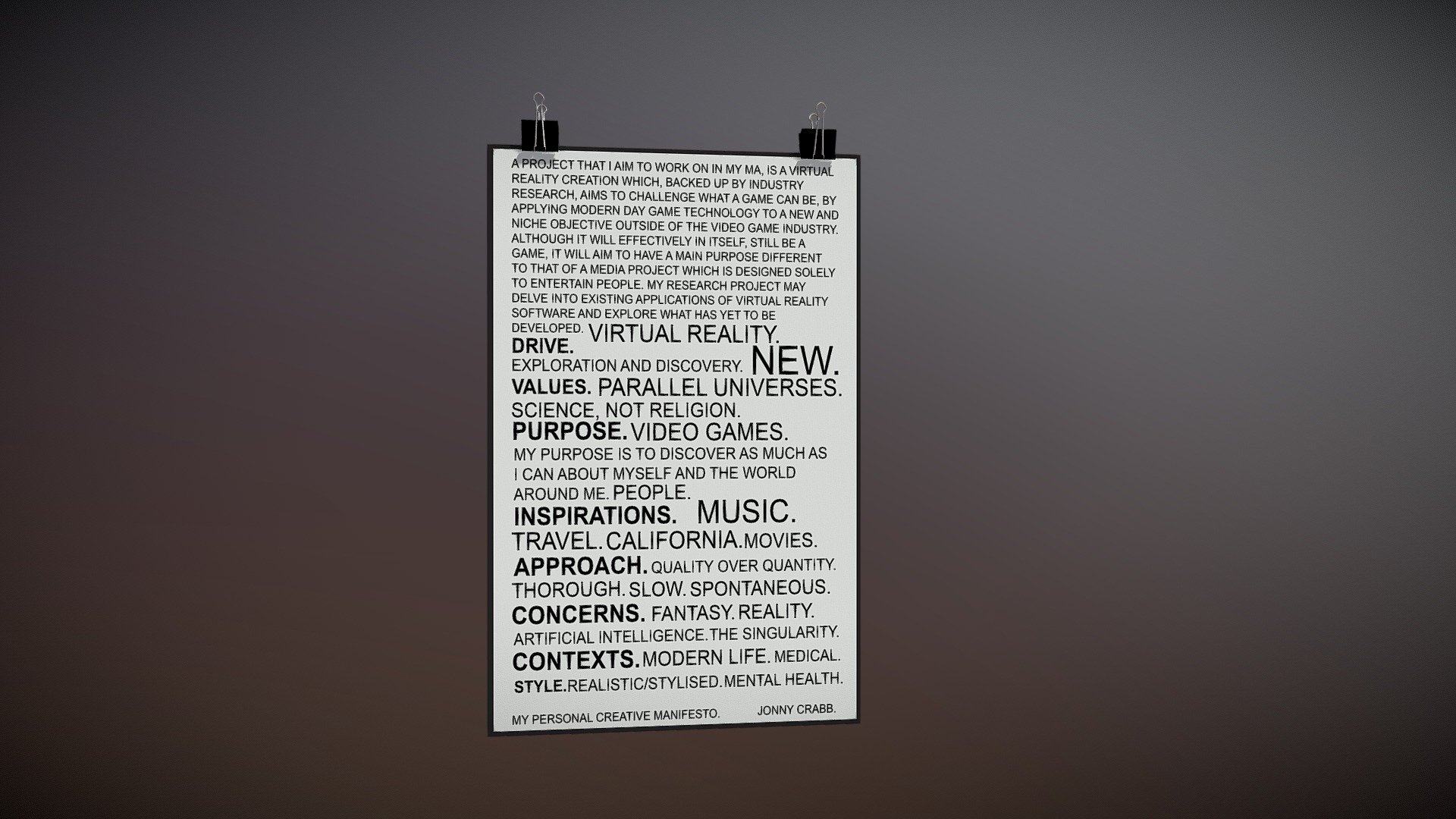 My Personal Creative Manifesto.