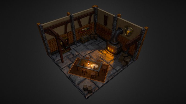 Medieval Tavern Interior 3D Model