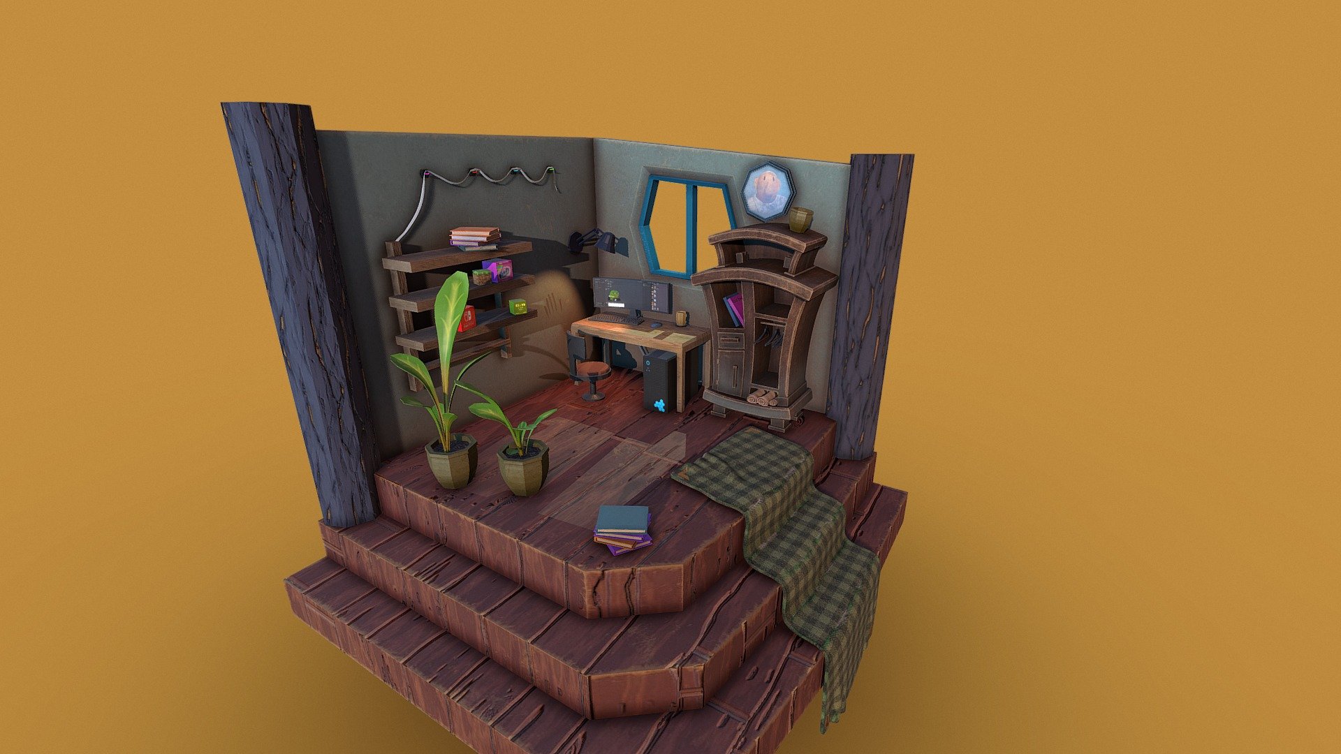 Dirty workspace half-lowpoly