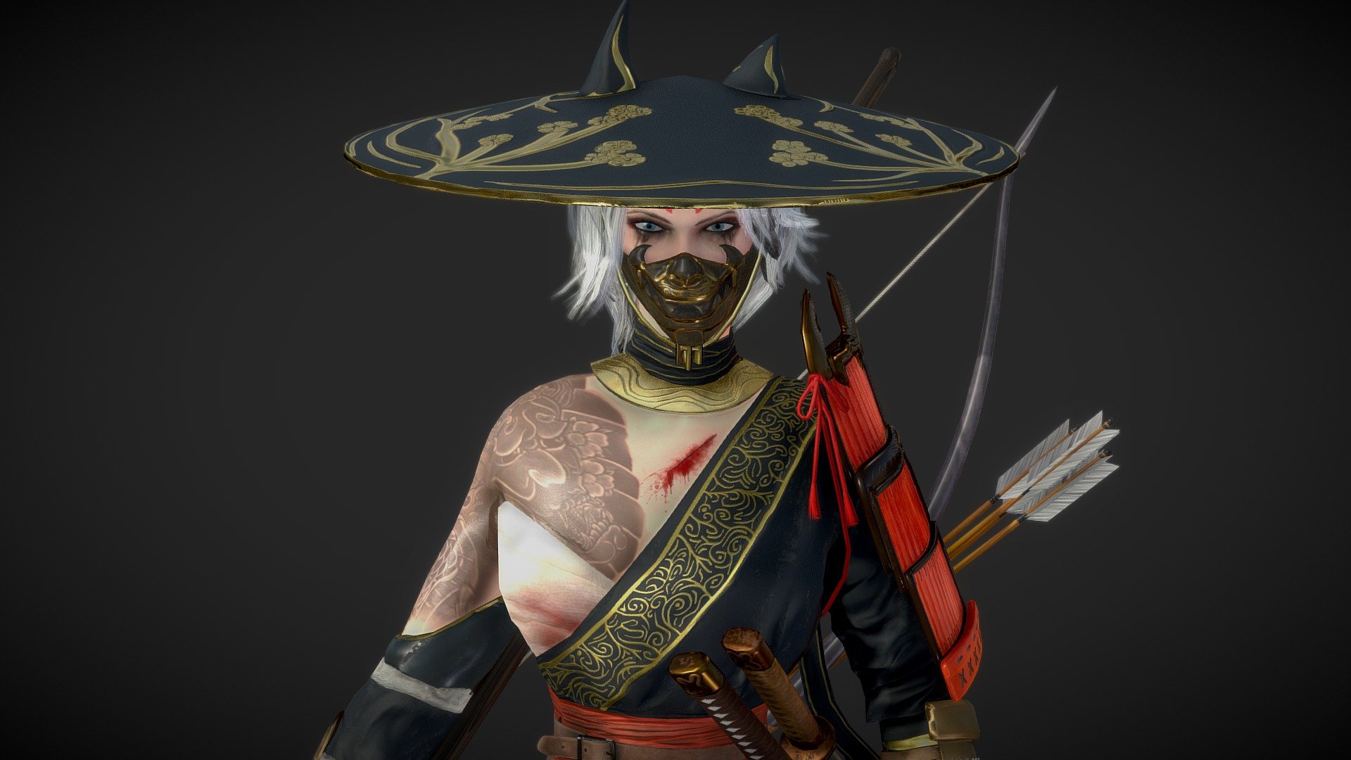 Samurai 3d. Амигаса Ронин. Амигаса головной убор самурая. Самурай в амигаса. Японская соломенная шляпа Ронина.