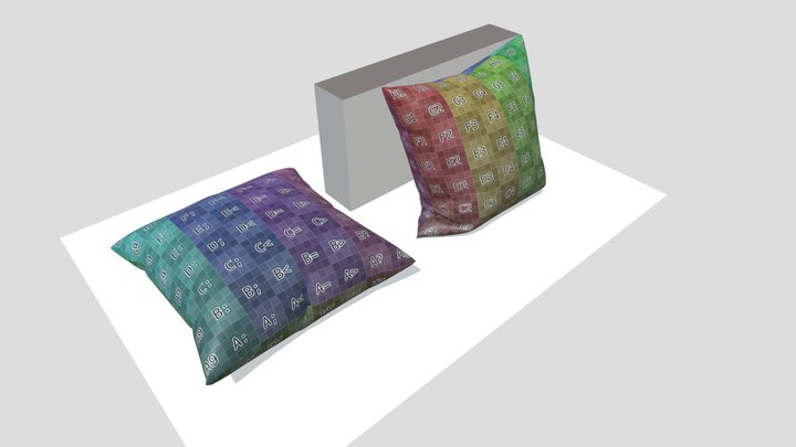 2x 450mm Square Cushions 3D Model