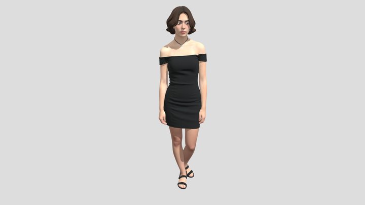 Noir Off-Shoulder Dress – Modelo 3D gratuito STL