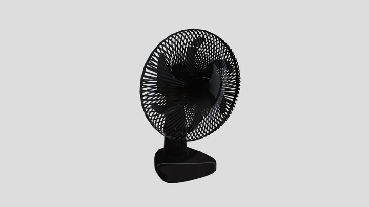 Black Plastic Fan Rotating 3D Model