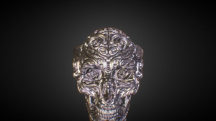 Floración del cráneo Skull Ring 3D Model