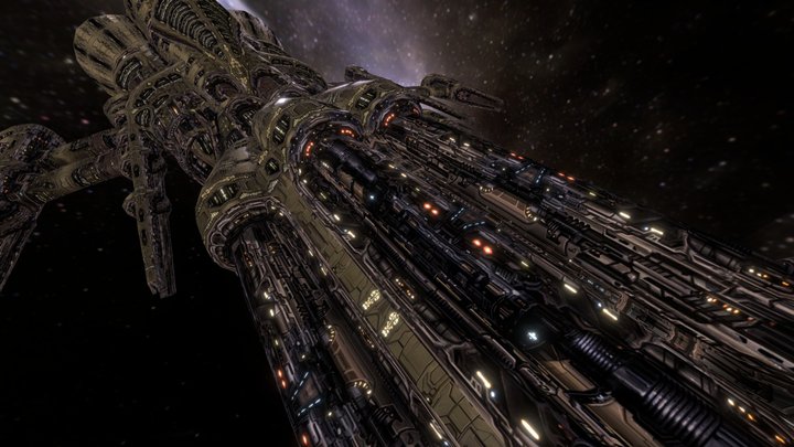 epic 3d portrait of a futuristic space warship, spac