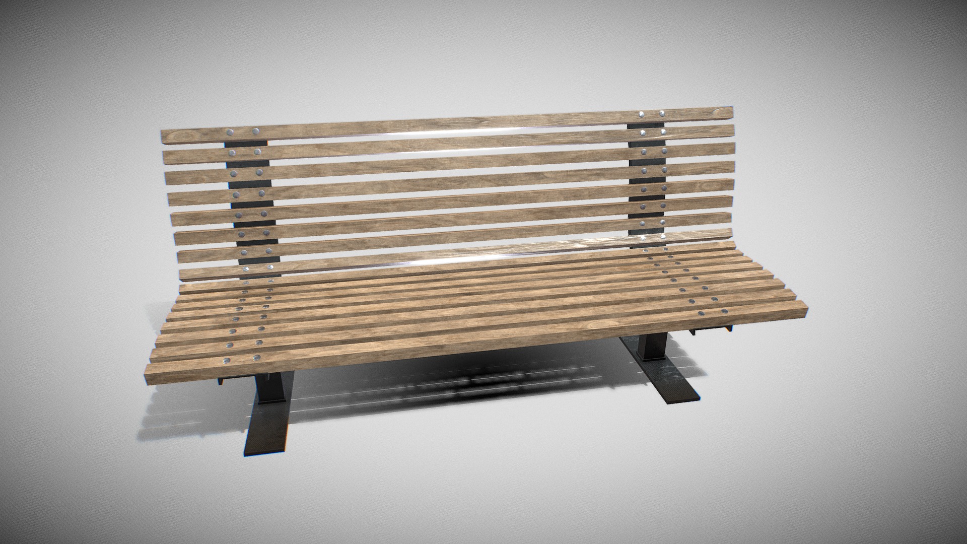 3D model Public Bench V-04 - This is a 3D model of the Public Bench V-04. The 3D model is about a wooden bench with a white background.