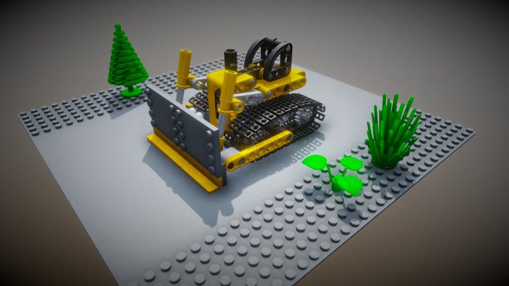 Lego Mini Bulldozer + Background 3D Model