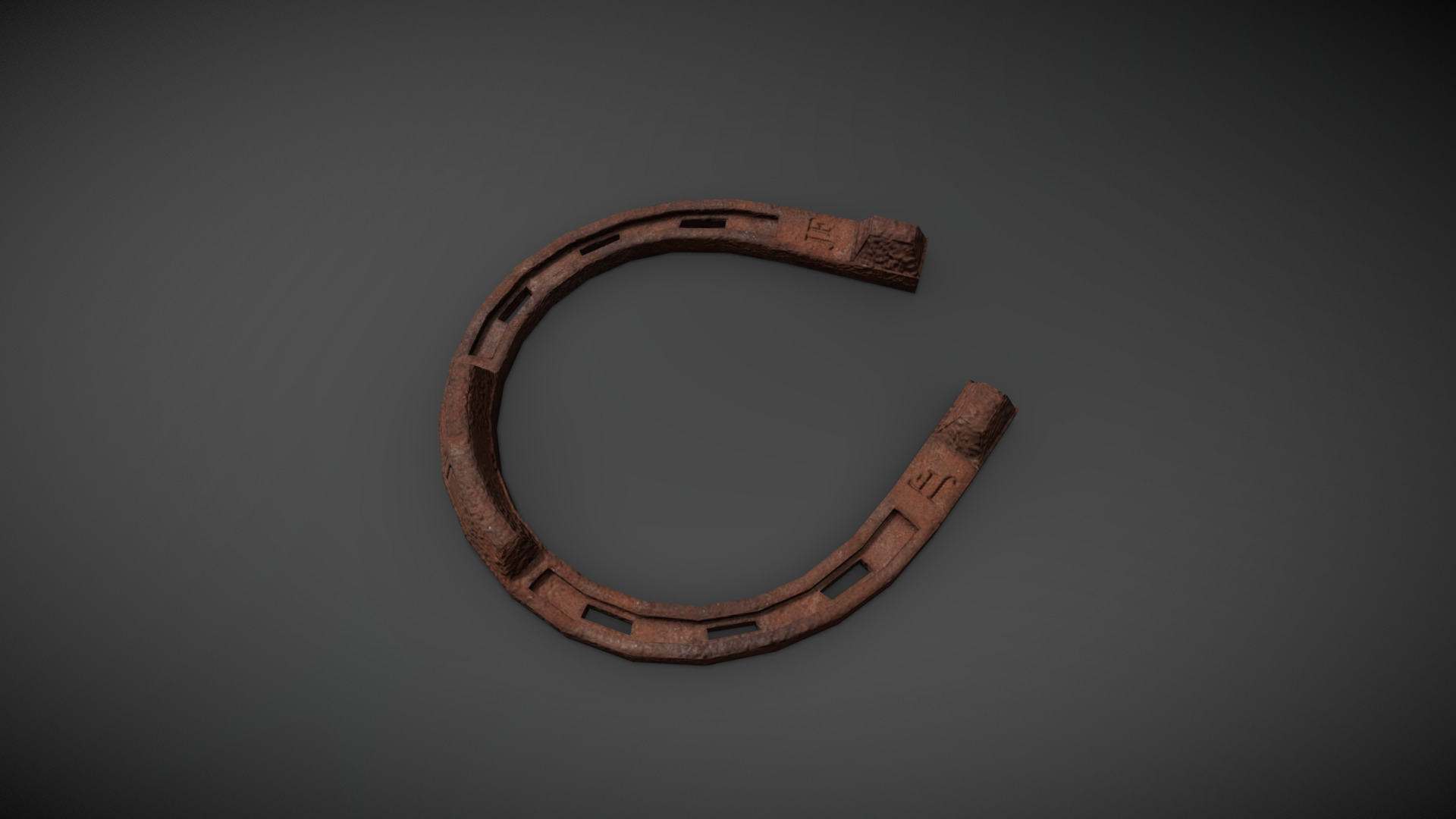 3D model Old Rusty Horseshoe - This is a 3D model of the Old Rusty Horseshoe. The 3D model is about a wooden ring with a stone on it.