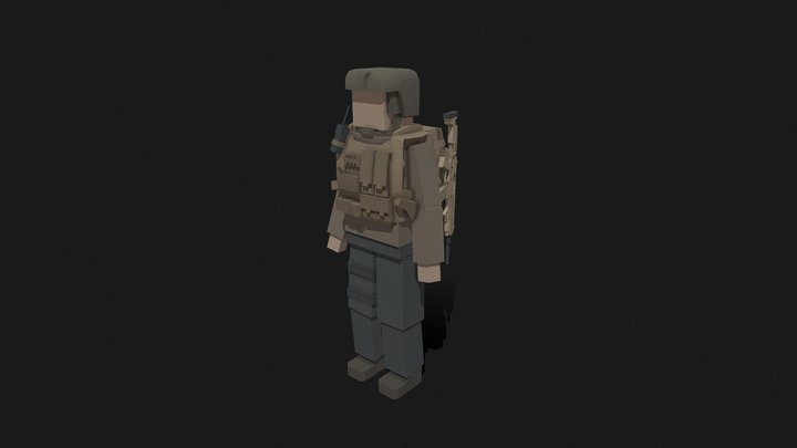 Low Poly Soldier 3D Model