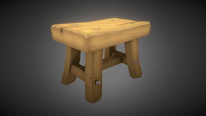 Wooden Stool Stylised – Free 3D Model STL