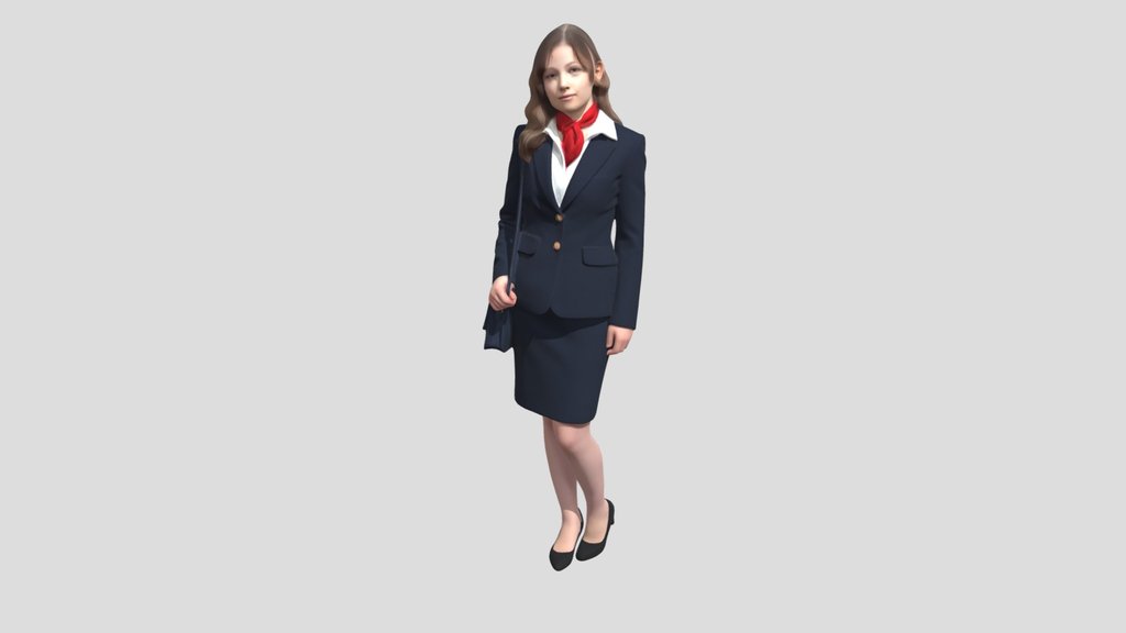 Young Professional in Navy Suit with Red Scarf