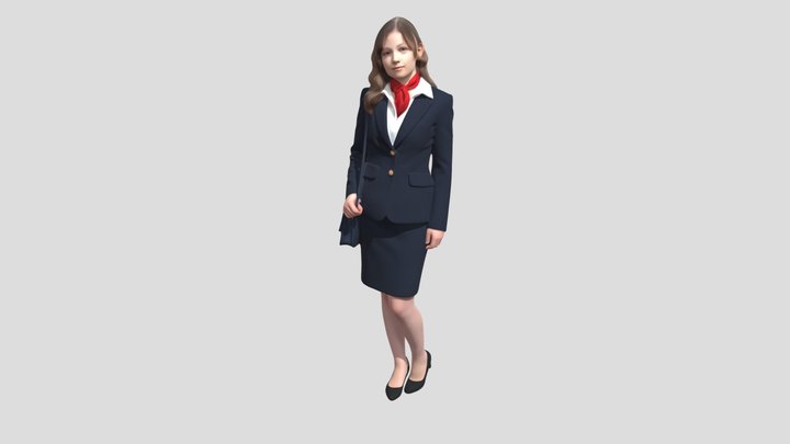 Young Professional in Navy Suit with Red Scarf – Modello 3D gratuito STL