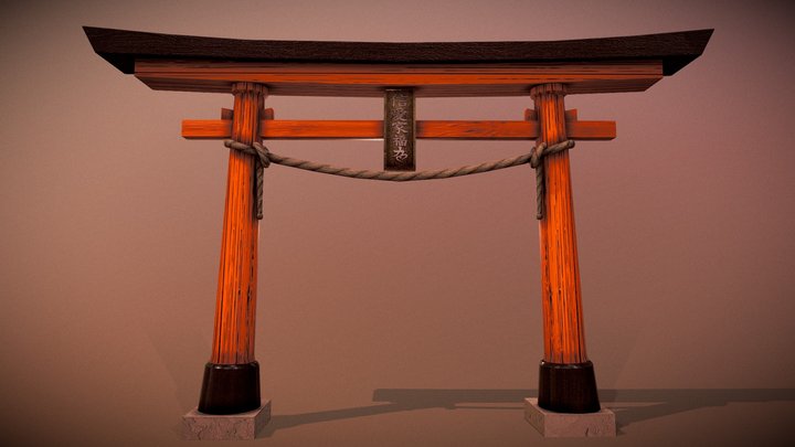 Stylized Torii Gate 3D Model