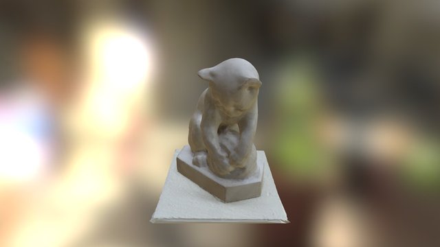 White Marble Kitten 3D Model