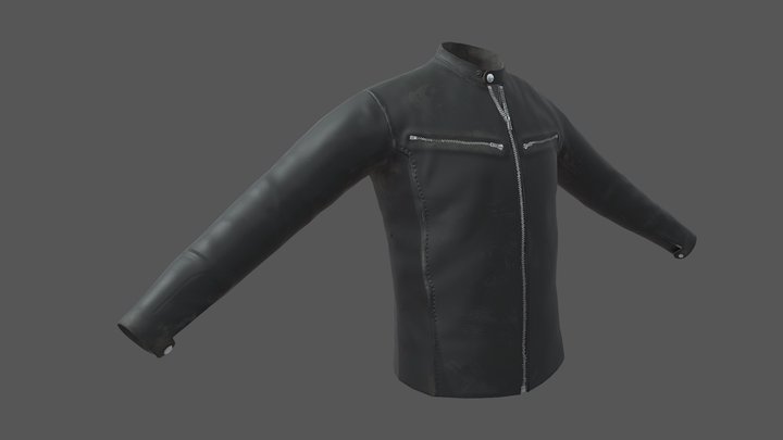 Men's Leather Iconic Cafe Racer Jacket 3D Model