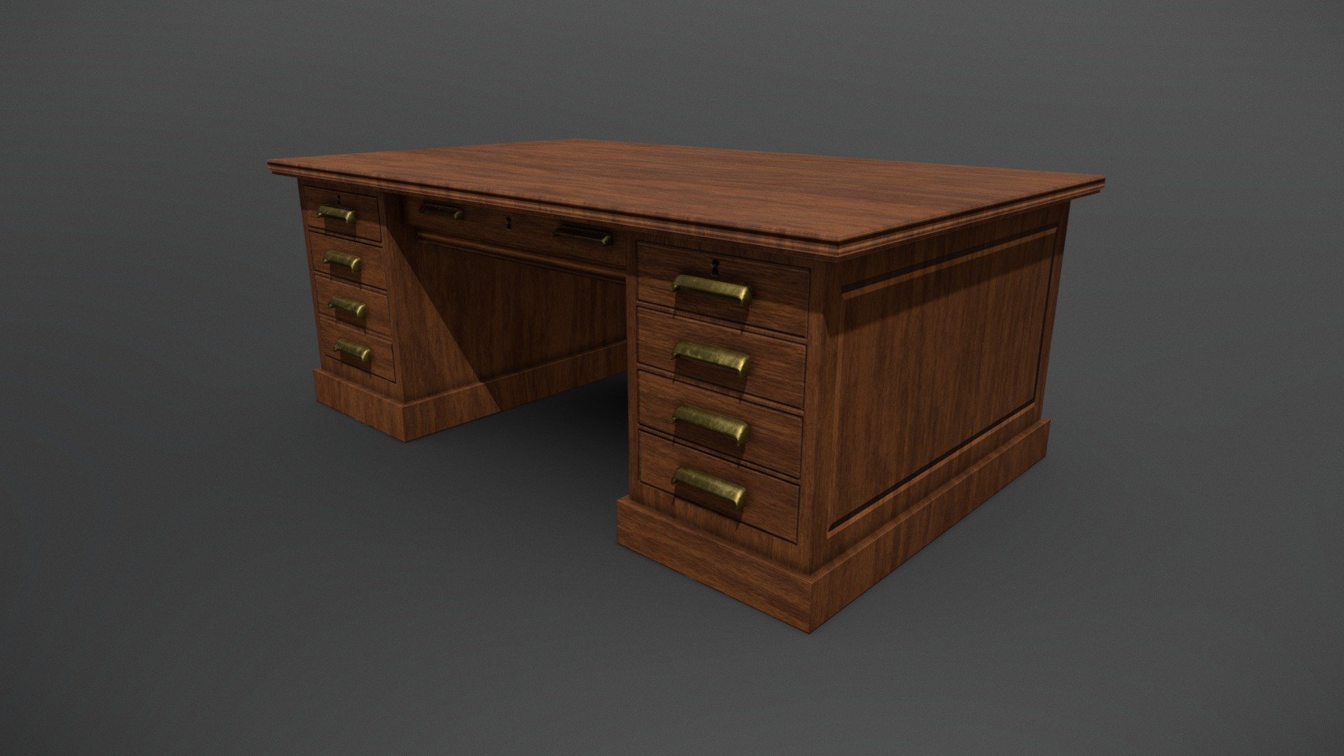 Solid Wood Executive Desk Vintage Low Poly - Buy Royalty Free 3D model ...