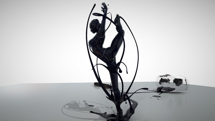 Ballerina Abstract Ink Design 3D Model