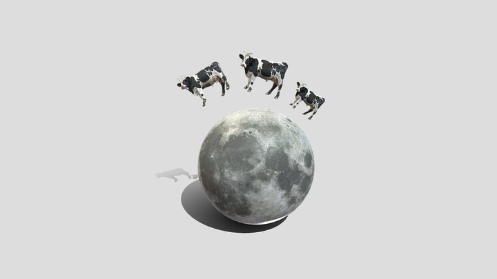 Cow Jumping Over Moon 3D Model