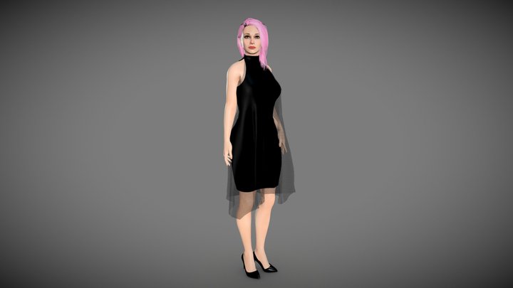 Female in Black Dress 3D Model