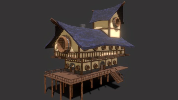 Stylized Town Tavern 3D Model