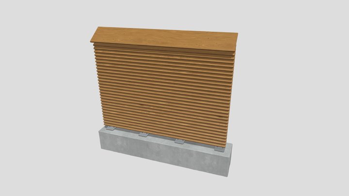 Fence, panel on concrete base 3D Model
