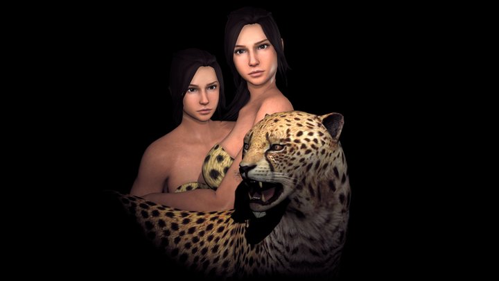 Jungle Girls 3D Model