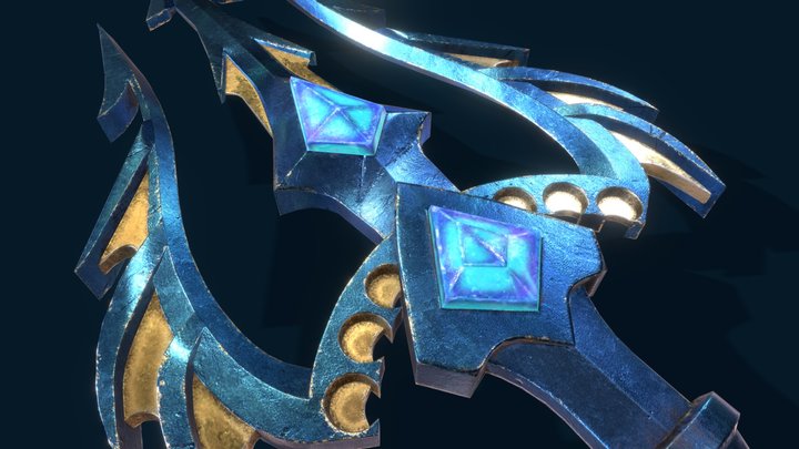 Trident of Azure Majesty. Low Poly Game ready 3D Model