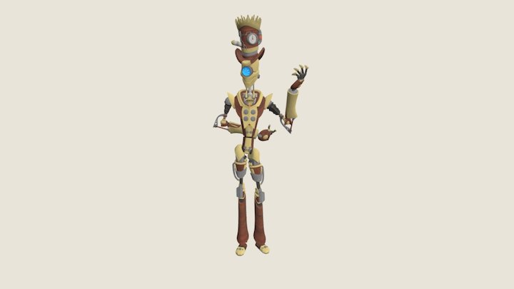 Steampunk Robot Textured 3D Model