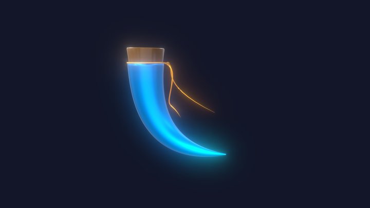 Blue potion horn - Chifre de poção azul 3D Model