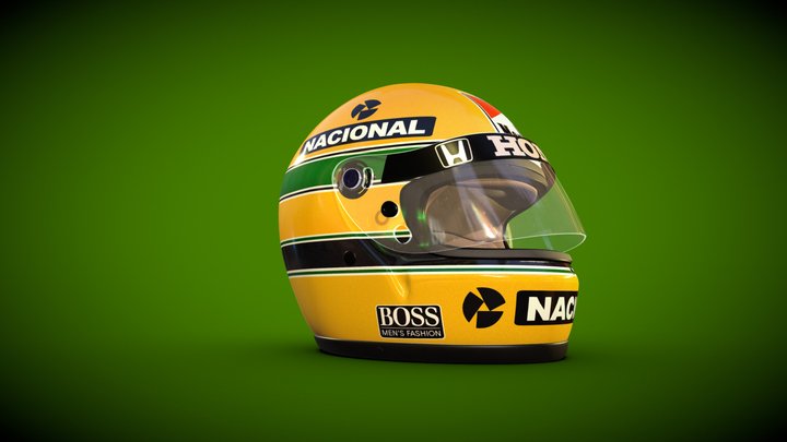 Ayrton Senna Monaco Helmet 3D Model
